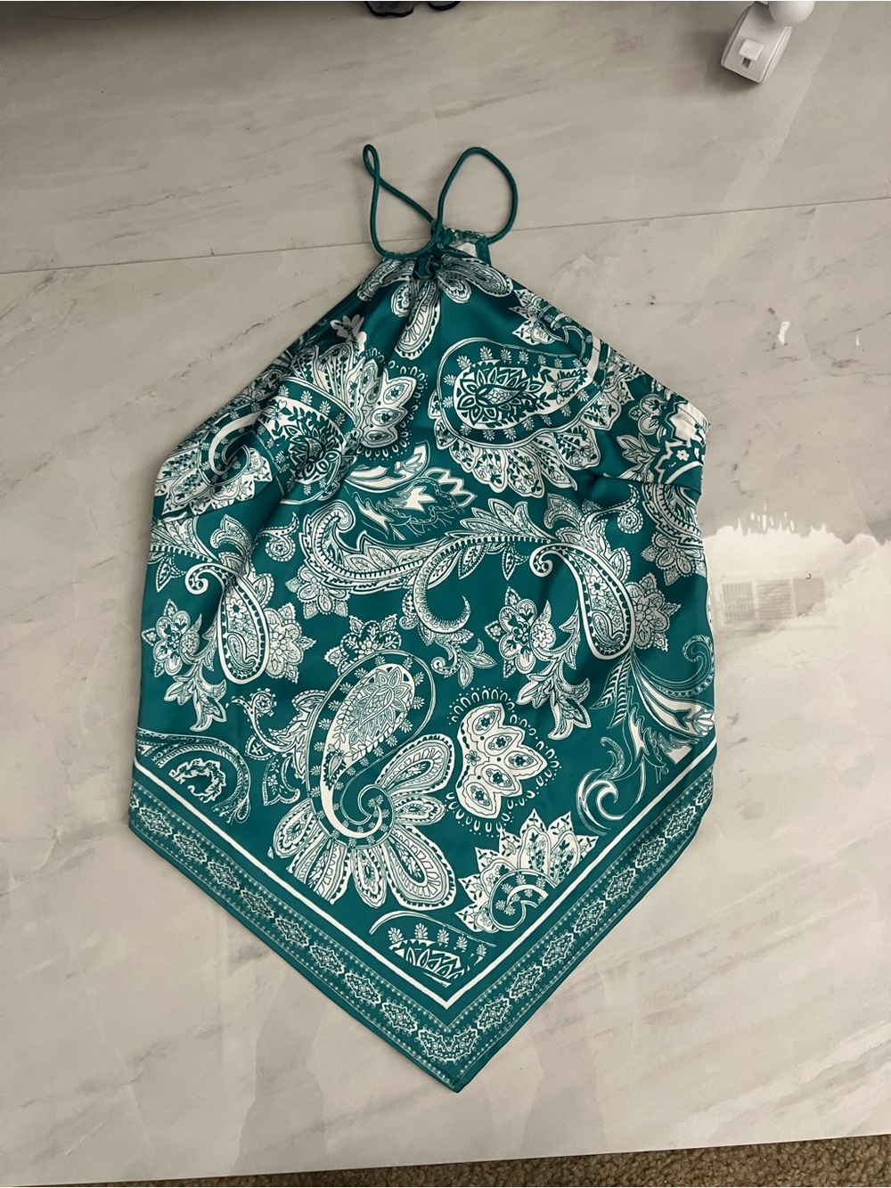 Shein Green paisley halter neck top